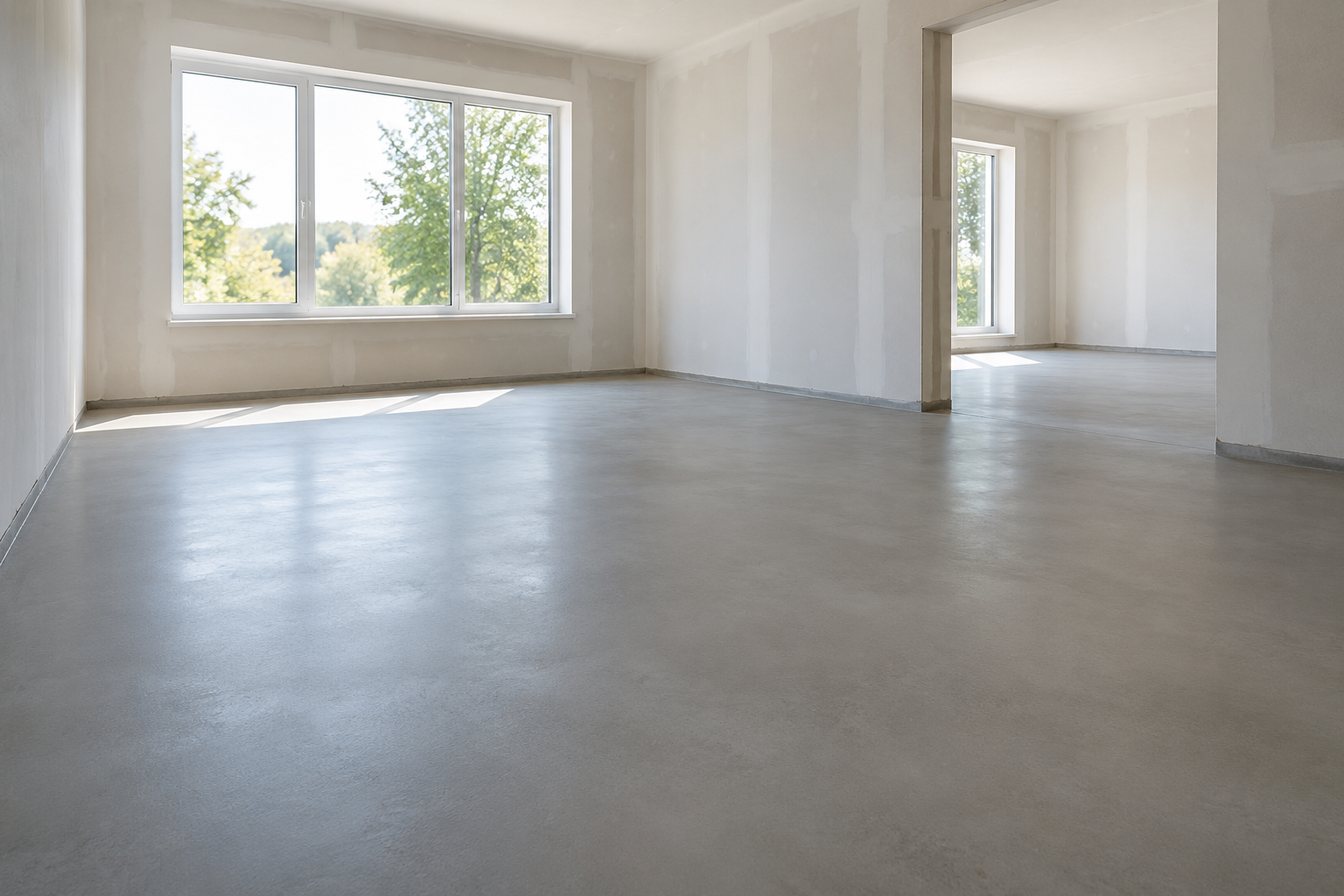 Ambiente residencial vacío con piso de hormigón
